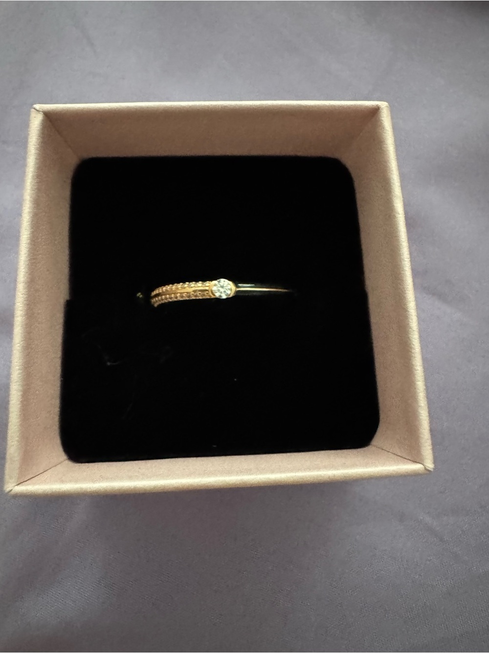 Pandora Gold Tone Ring with Clear Center Stone